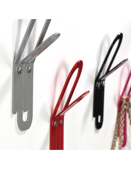 10 appendiabiti da parete in acciaio a forma di graffetta Clip 10 appendiabiti da parete in acciaio a forma di graffetta Clip