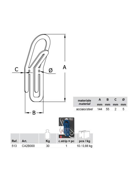 10 appendiabiti da parete in acciaio a forma di graffetta Clip 10 appendiabiti da parete in acciaio a forma di graffetta Clip