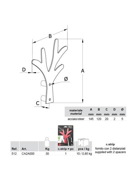 10 appendiabiti da parete a forma di albero in acciaio Alber
