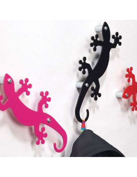 10 appendiabiti a muro in acciaio per cameretta Geko