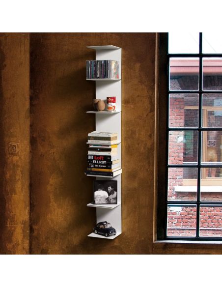 Libreria da parete verticale Ghost con mensole metalliche