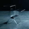 Tavolino con portariviste per salotto in plexiglass trasparente Ideo