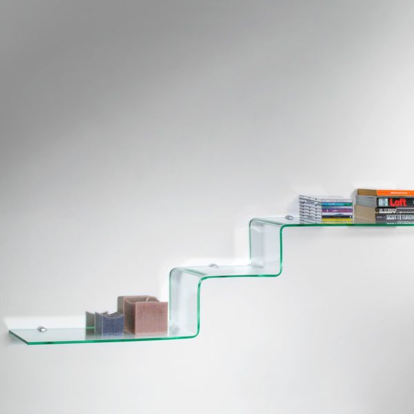 Mensole design moderno in vetro trasparente a scalino Ladder
