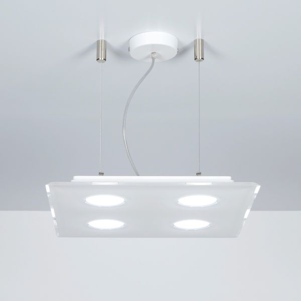 Lampadario quadrato a sospensione 40 x 40 cm a 4 luci Domino