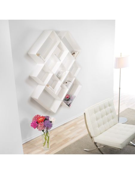 Libreria a parete moderna in acciaio modulare 120 x 120 cm Kreando