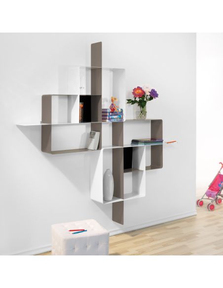 Libreria a parete moderna in acciaio modulare 120 x 120 cm Kreando