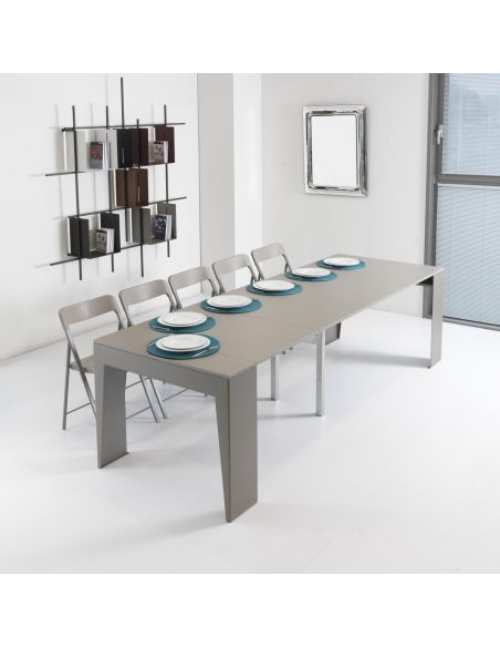 Consolle allungabile in acciaio e laminato design moderno Glen Consolle allungabile in acciaio e laminato design moderno Glen