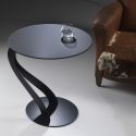 Tavolino da salotto lato divano in acciaio e vetro Swan