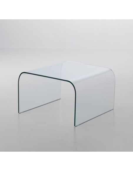 Tavolino quadrato in vetro curvato trasparente 60 x 60 cm Kristen Tavolino quadrato in vetro curvato trasparente 60 x 60 cm Kristen