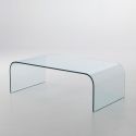 Tavolino rettangolare in vetro curvato 110 x 60 cm Stefan