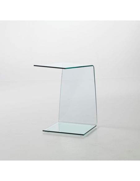 Tavolino in vetro curvato lato divano 40 x 40 x 60 cm Sabine