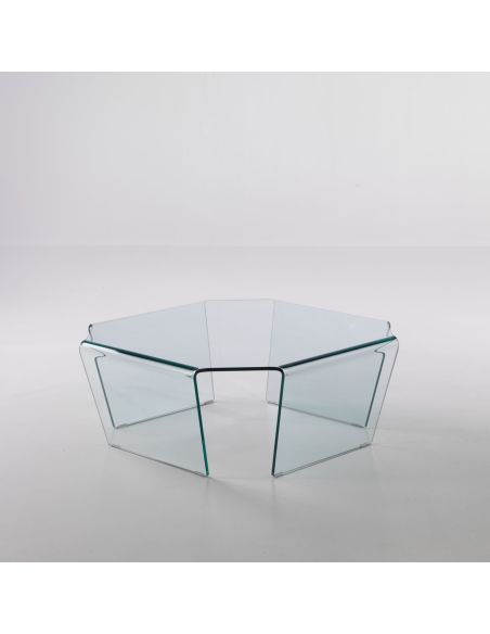 Tavolino quadrato in vetro curvato a 4 gambe 80 x 80 cm Telford Tavolino quadrato in vetro curvato a 4 gambe 80 x 80 cm Telford