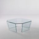 Tavolino quadrato in vetro curvato a 4 gambe 80 x 80 cm Telford