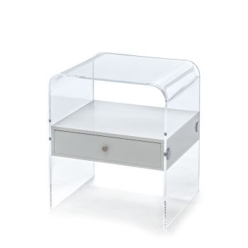 Comodino moderno in plexiglass trasparente per camera da letto Almada 2