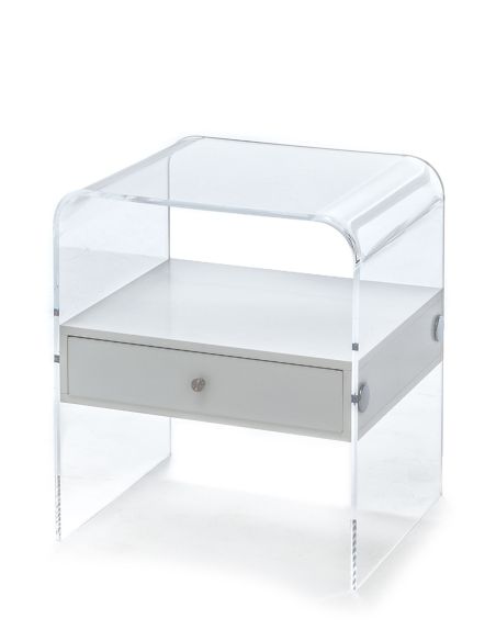 Comodino moderno in plexiglass trasparente per camera da letto Almada