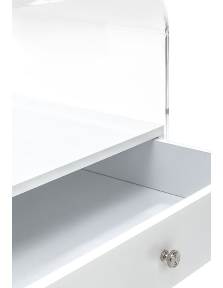 Comodino moderno in plexiglass trasparente per camera da letto Almada