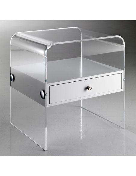 Comodino moderno in plexiglass trasparente per camera da letto Almada