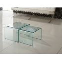 Coppia tavolini salotto sovrapponibili in vetro curvato trasparente Isador