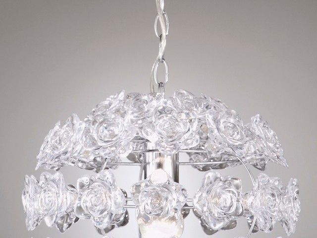 Plafoniera Fiori Lilla : Lampadario a sospensione fiori trasparenti rose