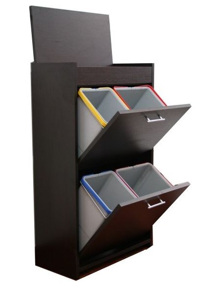 Mobile raccolta differenziata Gea in legno 4 secchi pattumiera Mobile raccolta differenziata Gea in legno 4 secchi pattumiera