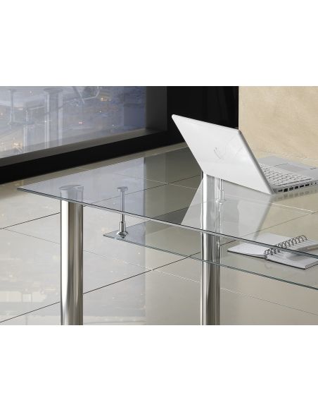 Scrivania moderna per ufficio in vetro e metallo 120 x 70 cm Roland