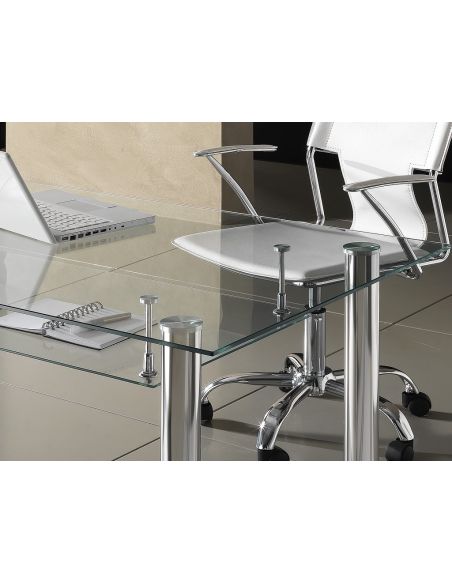 Scrivania moderna per ufficio in vetro e metallo 120 x 70 cm Roland