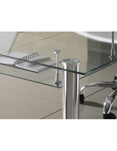 Scrivania moderna per ufficio in vetro e metallo 120 x 70 cm Roland
