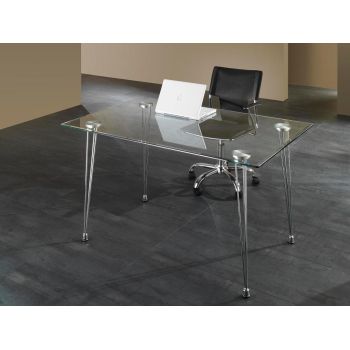 Scrivania da ufficio design in metallo e vetro 130 x 80 cm Kaleva 2