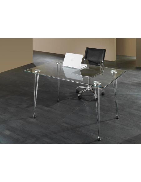 Scrivania da ufficio design in metallo e vetro 130 x 80 cm Kaleva Scrivania da ufficio design in metallo e vetro 130 x 80 cm Kaleva