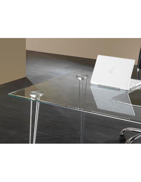 Scrivania da ufficio design in metallo e vetro 130 x 80 cm Kaleva Scrivania da ufficio design in metallo e vetro 130 x 80 cm Kaleva