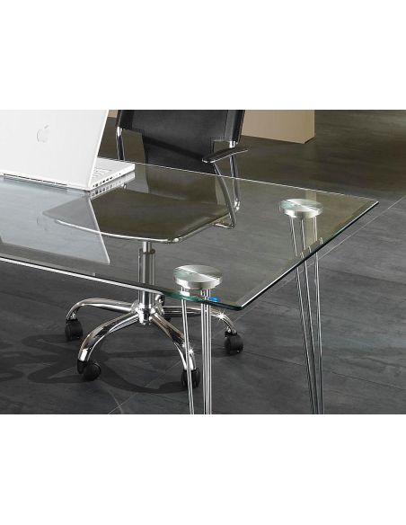 Scrivania da ufficio design in metallo e vetro 130 x 80 cm Kaleva Scrivania da ufficio design in metallo e vetro 130 x 80 cm Kaleva