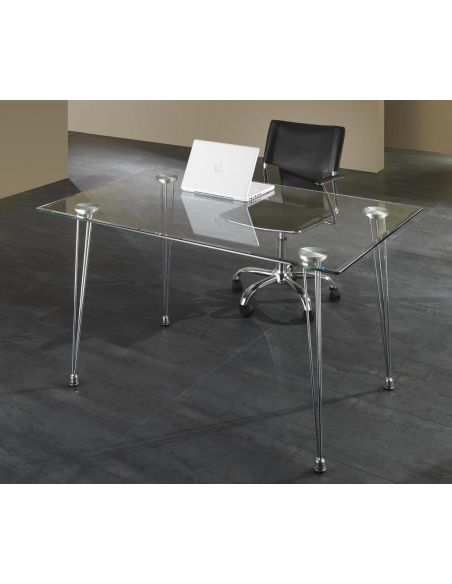 Scrivania da ufficio design in metallo e vetro 130 x 80 cm Kaleva