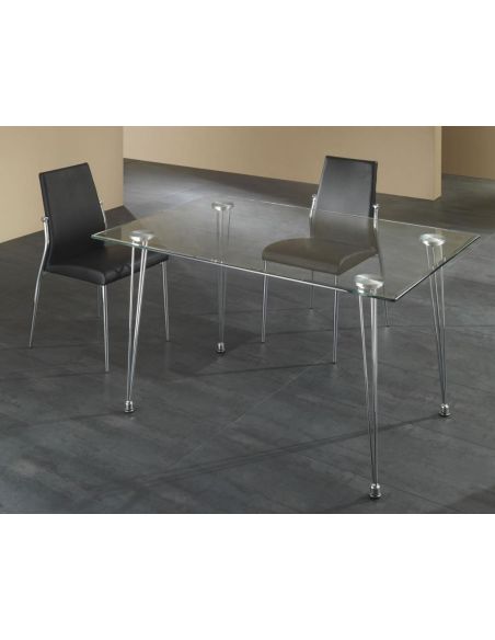 Scrivania da ufficio design in metallo e vetro 130 x 80 cm Kaleva