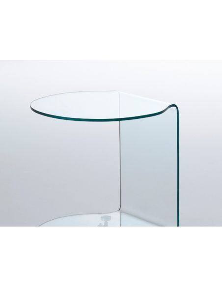 Tavolino lato divano in vetro curvato su ruote Bendigo
