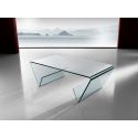 Tavolino da salotto in vetro curvato con portariviste 110 x 55 cm Gabry