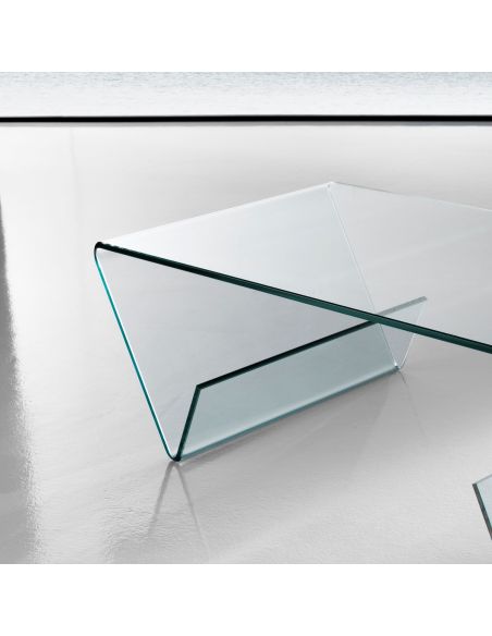 Tavolino da salotto in vetro curvato con portariviste 110 x 55 cm Gabry Tavolino da salotto in vetro curvato con portariviste 110 x 55 cm Gabry