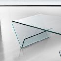 Tavolino da salotto in vetro curvato con portariviste 110 x 55 cm Gabry