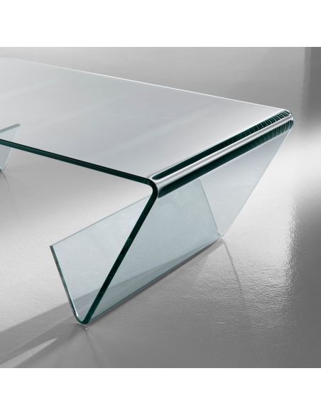 Tavolino da salotto in vetro curvato con portariviste 110 x 55 cm Gabry Tavolino da salotto in vetro curvato con portariviste 110 x 55 cm Gabry