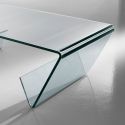 Tavolino da salotto in vetro curvato con portariviste 110 x 55 cm Gabry