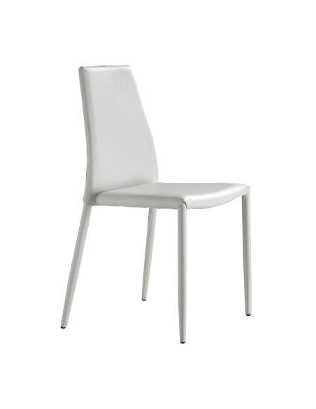 Set 4 sedie impilabili in metallo ed ecopelle Nimes White