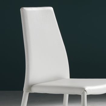 Set 4 sedie impilabili in metallo ed ecopelle Nimes White 2