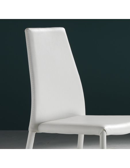 Set 4 sedie impilabili in metallo ed ecopelle Nimes White