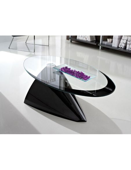Tavolino in vetro da soggiorno ellittico 100 x 55 cm Dalvin Tavolino in vetro da soggiorno ellittico 100 x 55 cm Dalvin