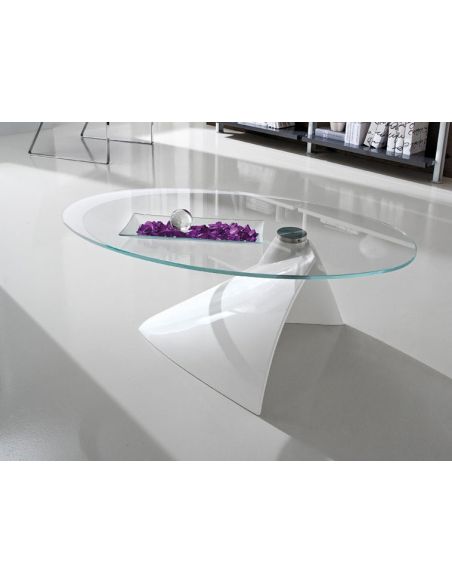 Tavolino in vetro da soggiorno ellittico 100 x 55 cm Dalvin Tavolino in vetro da soggiorno ellittico 100 x 55 cm Dalvin