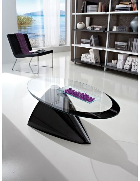 Tavolino in vetro da soggiorno ellittico 100 x 55 cm Dalvin Tavolino in vetro da soggiorno ellittico 100 x 55 cm Dalvin