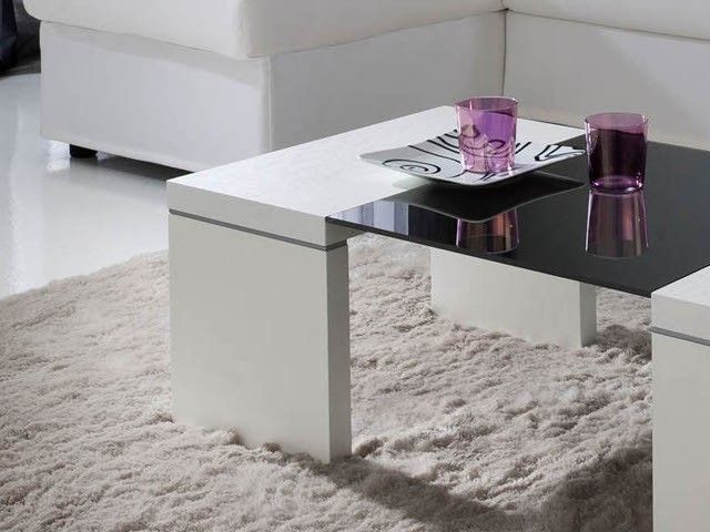 Tavolino Da Caffè Moderno | Vetro Temperato E Base Legno Noce | Triangolare 83x57x40 Cm | Per Soggiorno - Foto 12