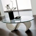 Tavolo da salotto moderno in vetro ovale bisellato 120 x 70 cm Reynald