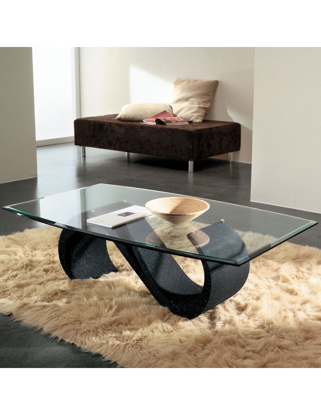 Tavolino salotto in vetro ovale 120 x 70 cm Runi