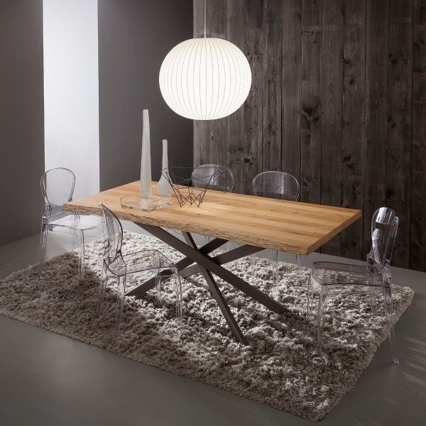 Tavolo da pranzo Arsenio fisso con piano in legno 170 x 100 cm