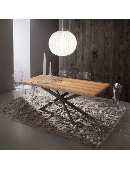 Tavolo da pranzo con piano in legno Arsenio